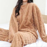 Jheyda WinterSoft Pyjama Unisexe en Fleece Corail – Ensemble Chaud et Doux pour Hiver & Détente