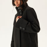 Eliza Veste Courte Femme en Laine Mélangée – Col Haut Structuré & Élégance Moderne