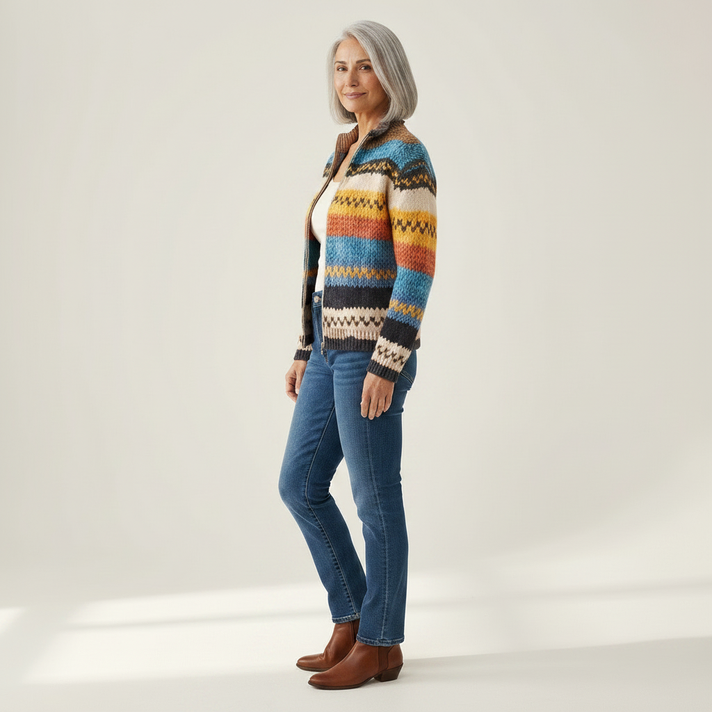 Karin | Gilet avec motif zigzag coloré - vue de profil