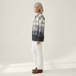 Agnès | Gilet en tricot à carreaux gris avec boutons - vue de profil