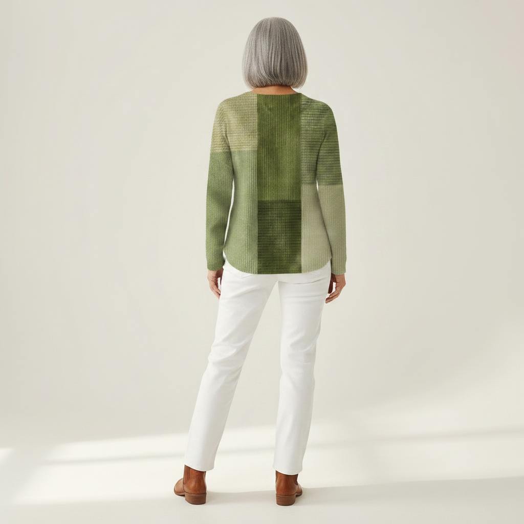 Nora - Pull patchwork dans les tons verts - autre vue