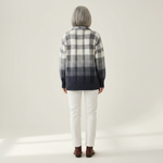 Agnès | Gilet en tricot à carreaux gris avec boutons - vue de dos