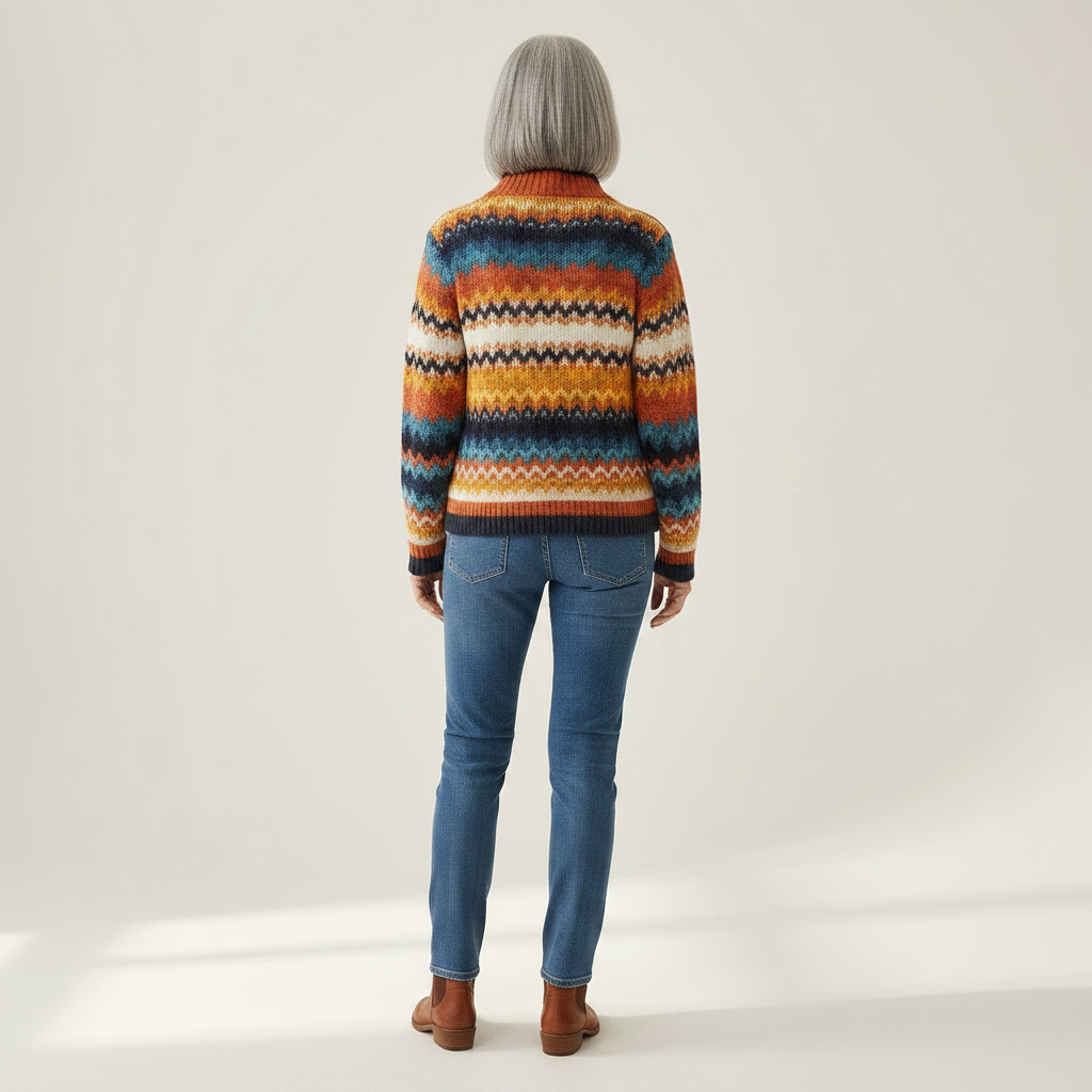 Karin | Gilet avec motif zigzag coloré - vue de dos