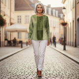 Nora - Pull patchwork dans les tons verts - autre angle