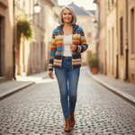 Karin | Gilet avec motif zigzag coloré - porté en extérieur