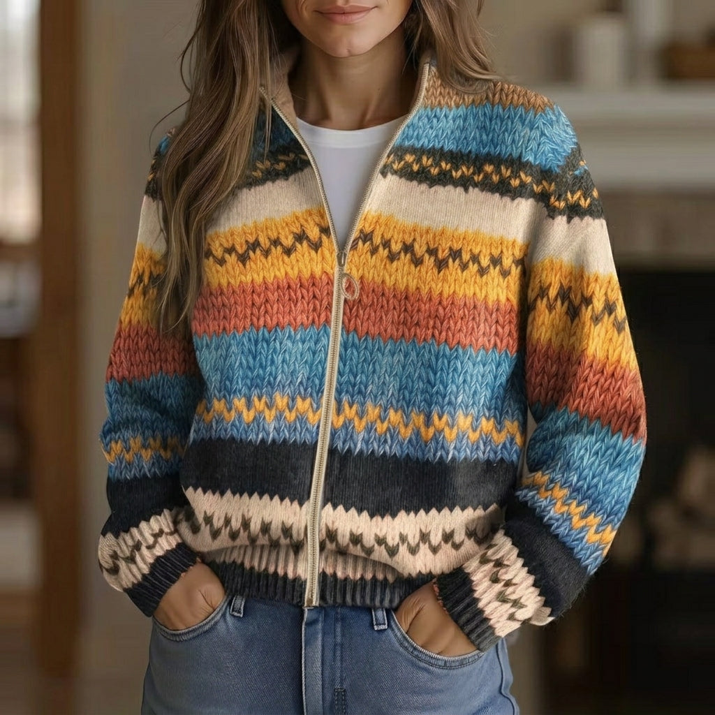 Karin | Gilet avec motif zigzag coloré - AMORA MODE