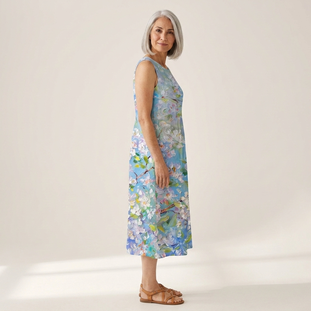 Marceline - robe fluide et confortable pour femme, portée en tenue d’été