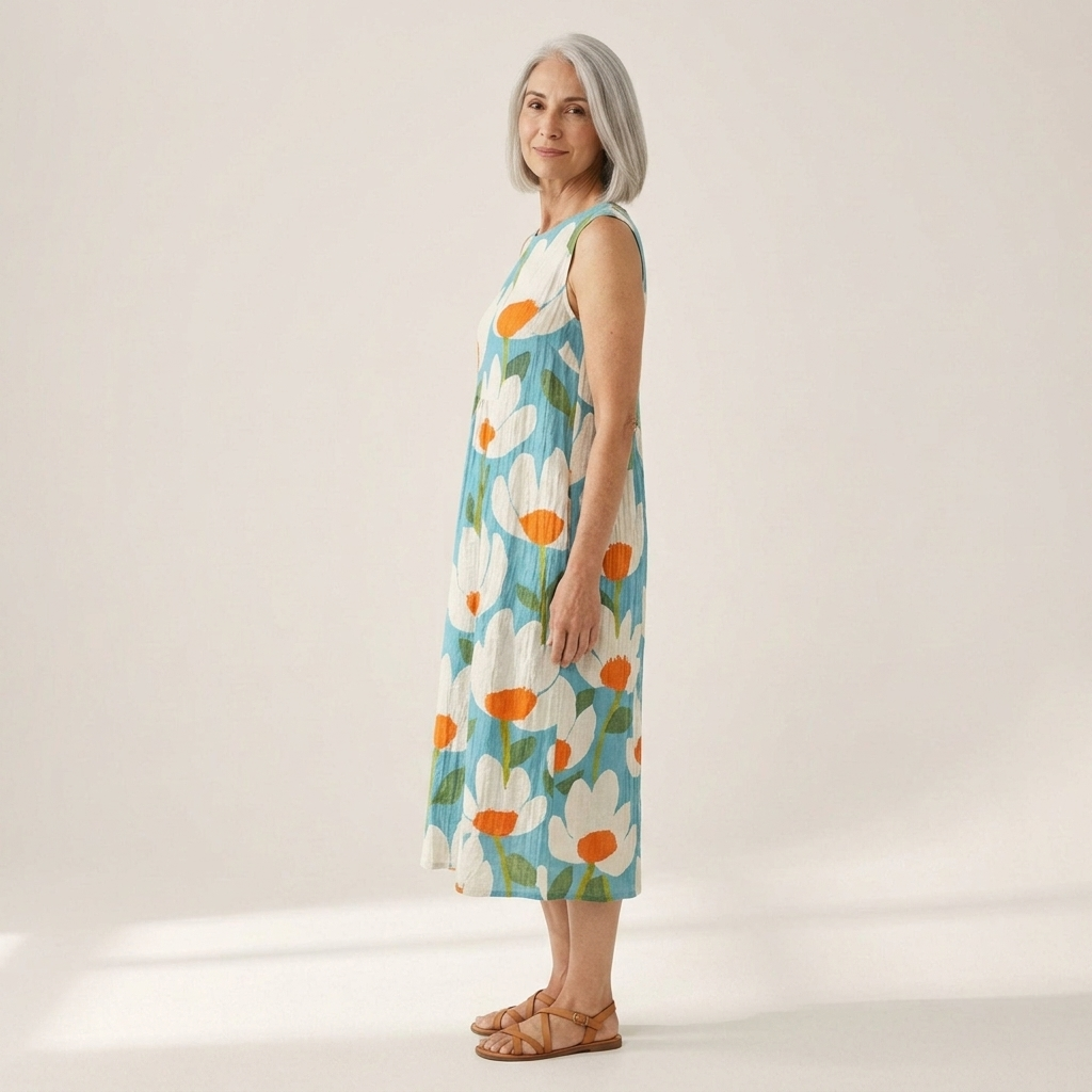 Mariette - robe fluide et confortable pour femme, portée en tenue d’été