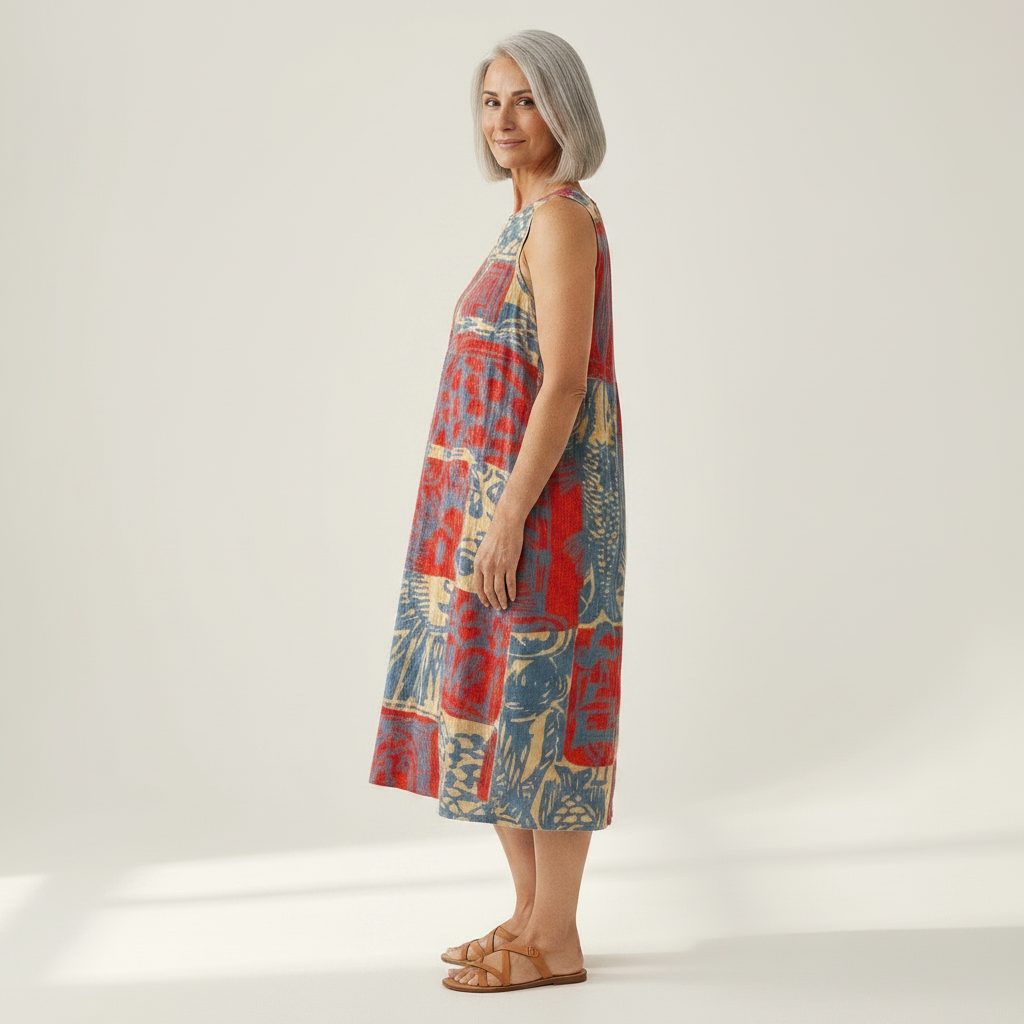 Martine - robe fluide et confortable pour femme, portée en tenue d’été