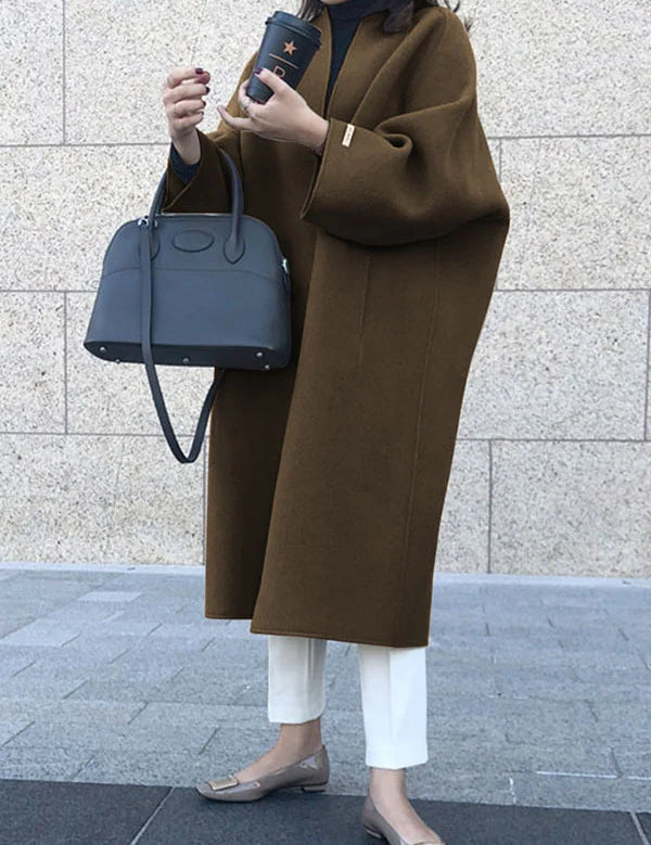 Zareen Manteau Long Femme – Coupe Croisée Élégante Sans Boutons & Style Intemporel