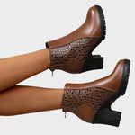 Karine - Chaussures en cuir à talons épais