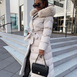 Eleva Manteau Long Femme – Veste Hiver Chaude Déperlante avec Capuche & Coupe Élégante