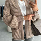 Lanna Cardigan Femme Ouvert – Coupe Relax, Manches Ballon & Maille Douce