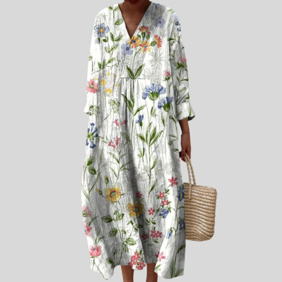 Maud - robe d’été imprimée pour femme, décolleté en V