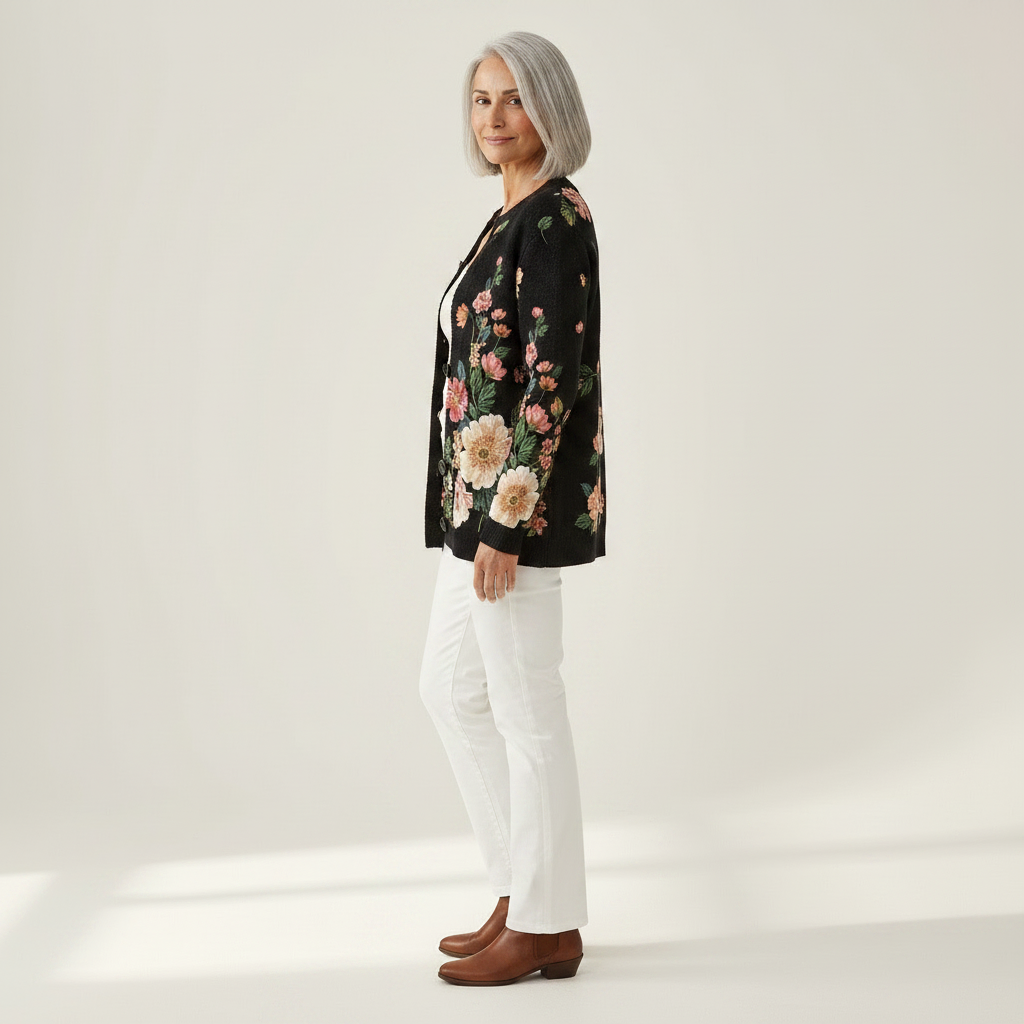 Elara | Cardigan vintage pour femme - vue de profil