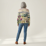 Heike | Gilet avec motif de chardon et paysage - vue de dos