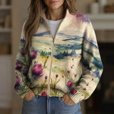 Heike | Gilet avec motif de chardon et paysage - AMORA MODE