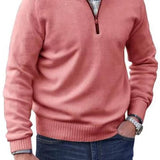 Liam Pull Homme Demi-Zip – Pull Finement Tricoté à Col Montant, Style Élégant et Confortable