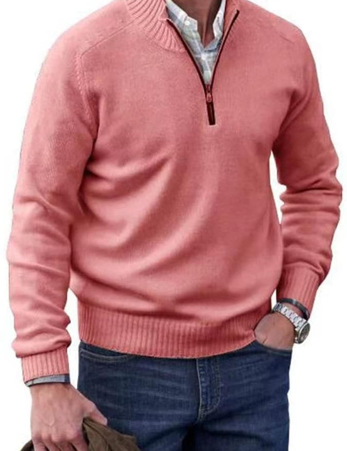 Liam Pull Homme Demi-Zip – Pull Finement Tricoté à Col Montant, Style Élégant et Confortable