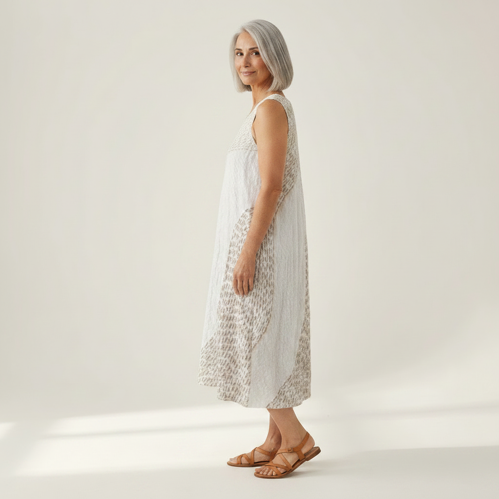 Muriel - robe fluide et confortable pour femme, portée en tenue d’été