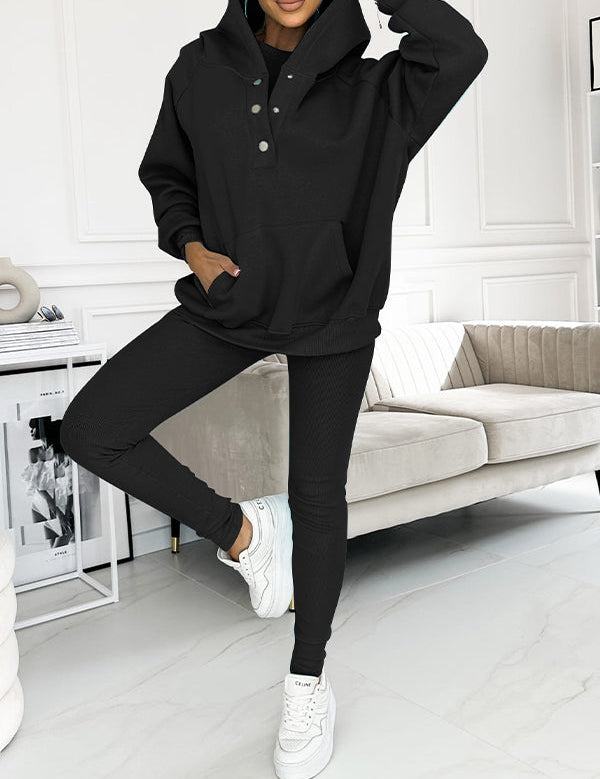 Leslie Ensemble Loungewear Femme – Set Hoodie & Legging Confort en Coton Mélangé