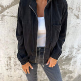 Sophie Veste Mi-Saison – Veste en Velours Côtelé avec Capuche Ajustable & Design Polyvalent