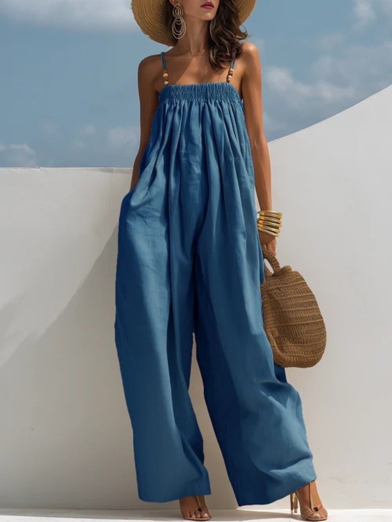 Monica - combinaison en denim à jambes larges pour femme - vue 2