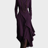 Teresa - robe maxi asymétrique en maille à col roulé | AMORA MODE