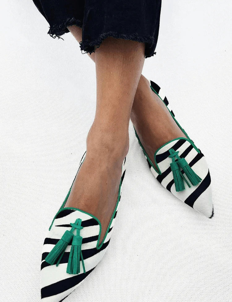 Riane™ | Mocassins Zebra Vert