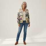Heike | Gilet avec motif de chardon et paysage - vue de face