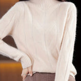 Cheena Pull Femme Texturé – Col Montant Élégant en Maille Chaude & Raffinée