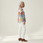 Adèle - Pull à carreaux pastel - détail du tissu