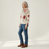 Monika | Gilet avec motif de roses vintage - vue de profil