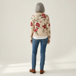 Monika | Gilet avec motif de roses vintage - vue de dos