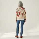 Monika | Gilet avec motif de roses vintage - vue de dos