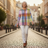 Adèle - Pull à carreaux pastel - autre angle