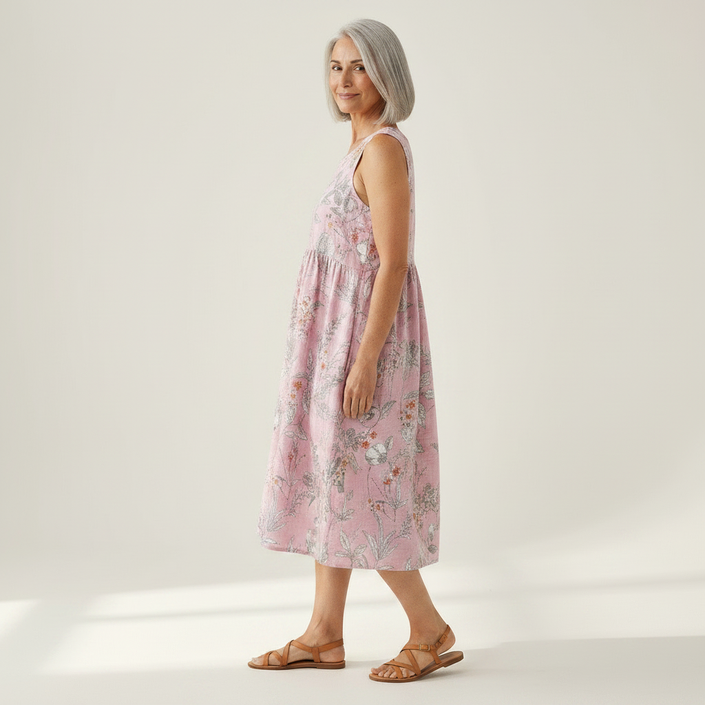 Renée - robe fluide et confortable pour femme, portée en tenue d’été
