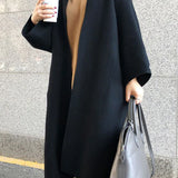 Zareen Manteau Long Femme – Coupe Croisée Élégante Sans Boutons & Style Intemporel