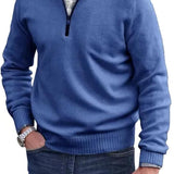 Liam Pull Homme Demi-Zip – Pull Finement Tricoté à Col Montant, Style Élégant et Confortable
