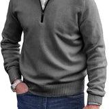 Liam Pull Homme Demi-Zip – Pull Finement Tricoté à Col Montant, Style Élégant et Confortable