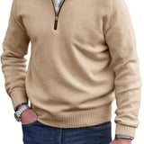 Liam Pull Homme Demi-Zip – Pull Finement Tricoté à Col Montant, Style Élégant et Confortable