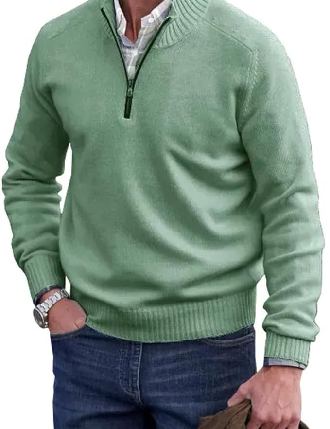 Liam Pull Homme Demi-Zip – Pull Finement Tricoté à Col Montant, Style Élégant et Confortable
