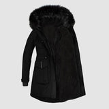Nori Parka Femme Élégante – Manteau d’Hiver avec Capuche et Col en Fausse Fourrure