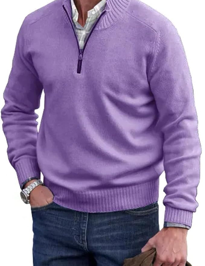 Liam Pull Homme Demi-Zip – Pull Finement Tricoté à Col Montant, Style Élégant et Confortable