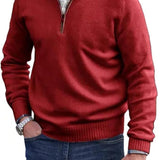 Liam Pull Homme Demi-Zip – Pull Finement Tricoté à Col Montant, Style Élégant et Confortable