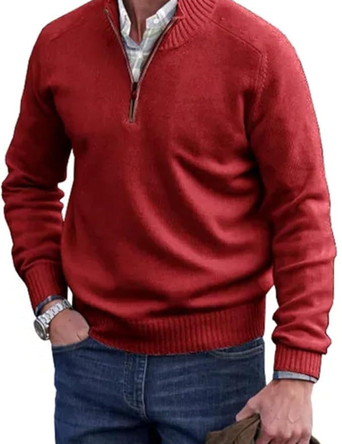 Liam Pull Homme Demi-Zip – Pull Finement Tricoté à Col Montant, Style Élégant et Confortable