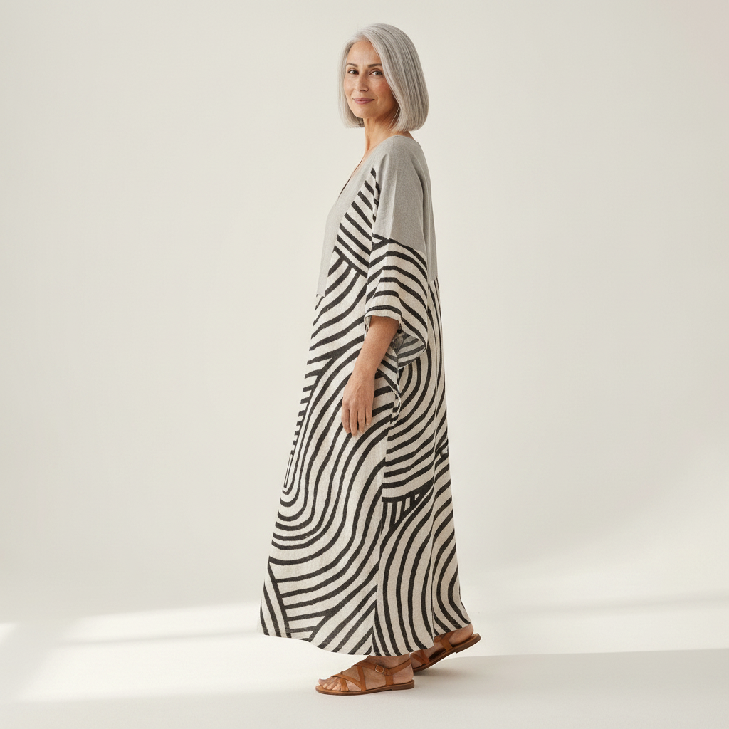 Simone - robe d’été imprimée pour femme, portée en tenue d’été