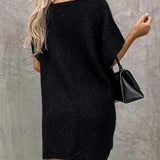 Francesca Robe Tricotée pour Femme – Maille Douce avec Col en V, Coupe Décontractée, Manches Courtes et Poches Avant