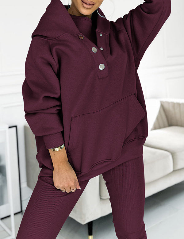 Lysa Ensemble Loungewear Femme – Set Confortable avec Sweat à Poche Kangourou & Pantalon Taille Haute