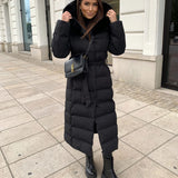 Eleva Manteau Long Femme – Veste Hiver Chaude Déperlante avec Capuche & Coupe Élégante